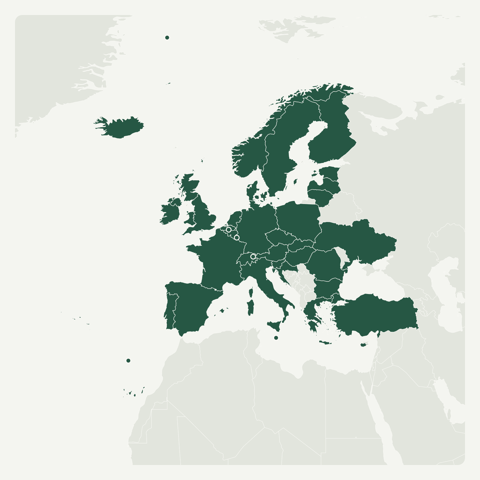 Gambaran geografi Europe (30+ areas)