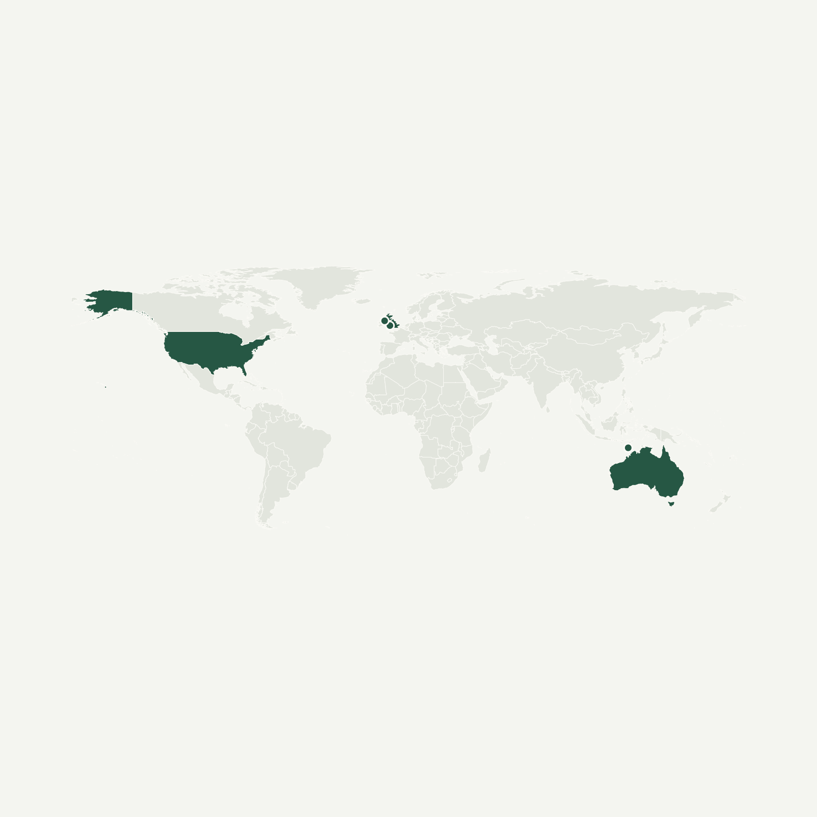 Gambaran geografi Australia, United Kingdom, Amerika Syarikat