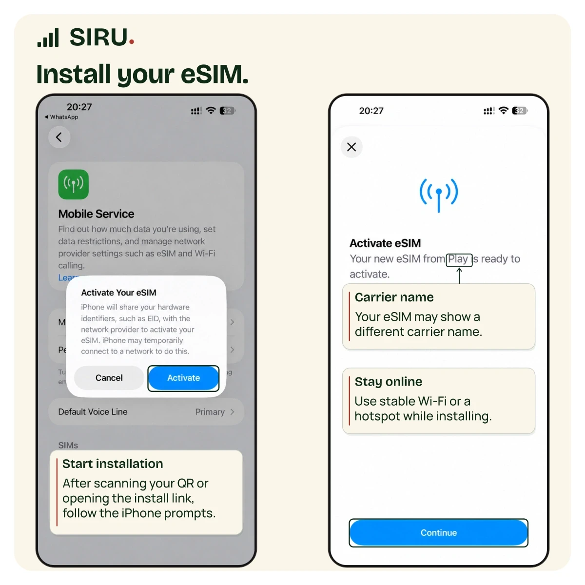 iPhone eSIM setup step 1: Install your eSIM.